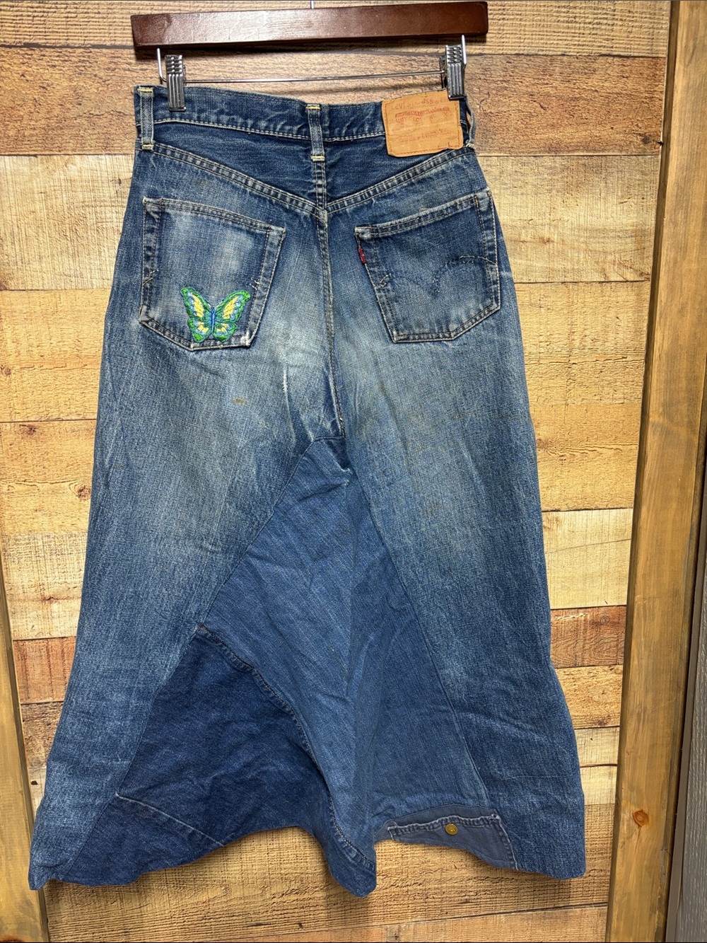 Levi’s Big E vintage Levi’s skirt
1950s  embroidered recycled Hippie maxi skirt